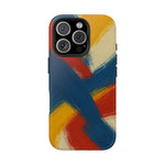 Abstract Brushstroke Tough Phone Case — Colorful Red, Blue & Yellow Protective Cover  Shamo's iPhone 16 Pro