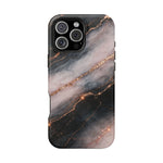 Marbled Black & Rose Gold Magnetic MagSafe Compatible Phone Case — Impact-Resistant