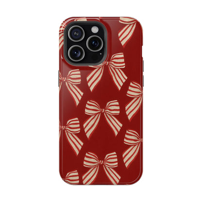 Holiday Red Bow iPhone Case — Impact‑Resistant iPhone Cover with MagSafe compatibility