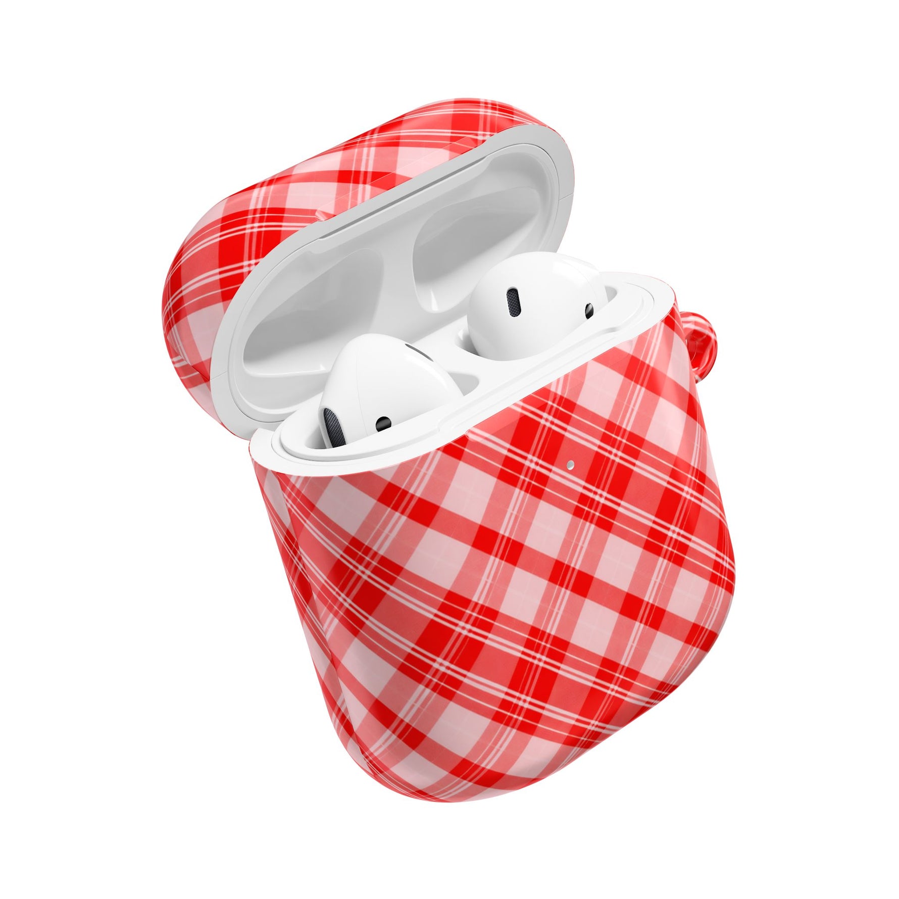 Red Plaid AirPod Case – Festive Check Pattern Protective Cover