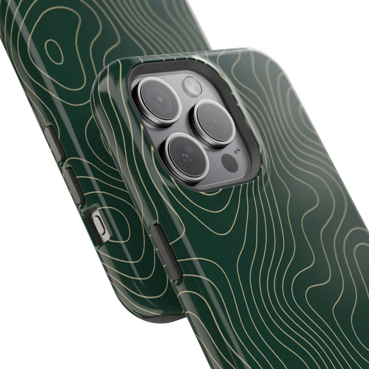 Topographic Green Magnetic Impact-Resistant iPhone Case | MagSafe compatible  Shamo's