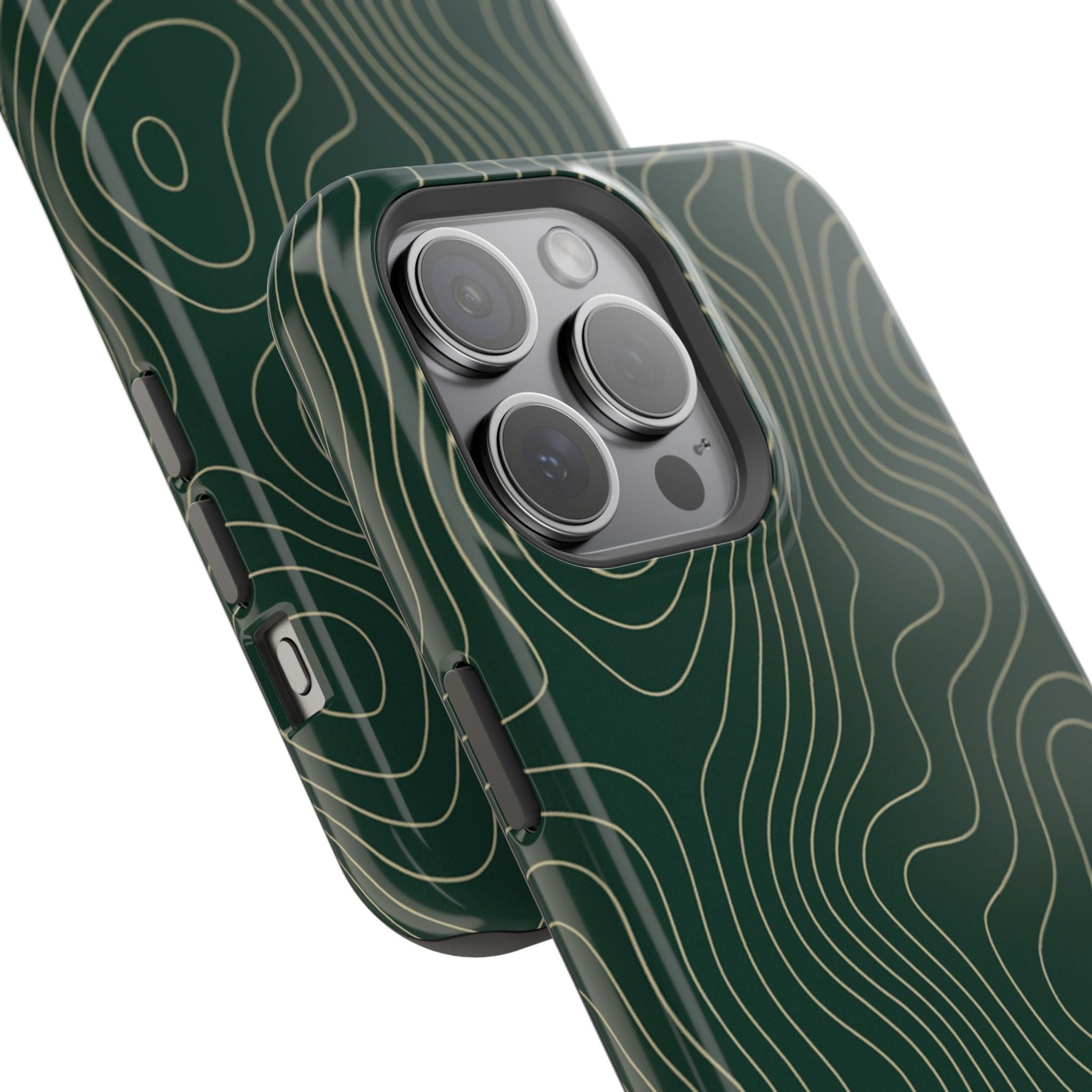 Topographic Green Magnetic Impact-Resistant iPhone Case | MagSafe compatible  Shamo's
