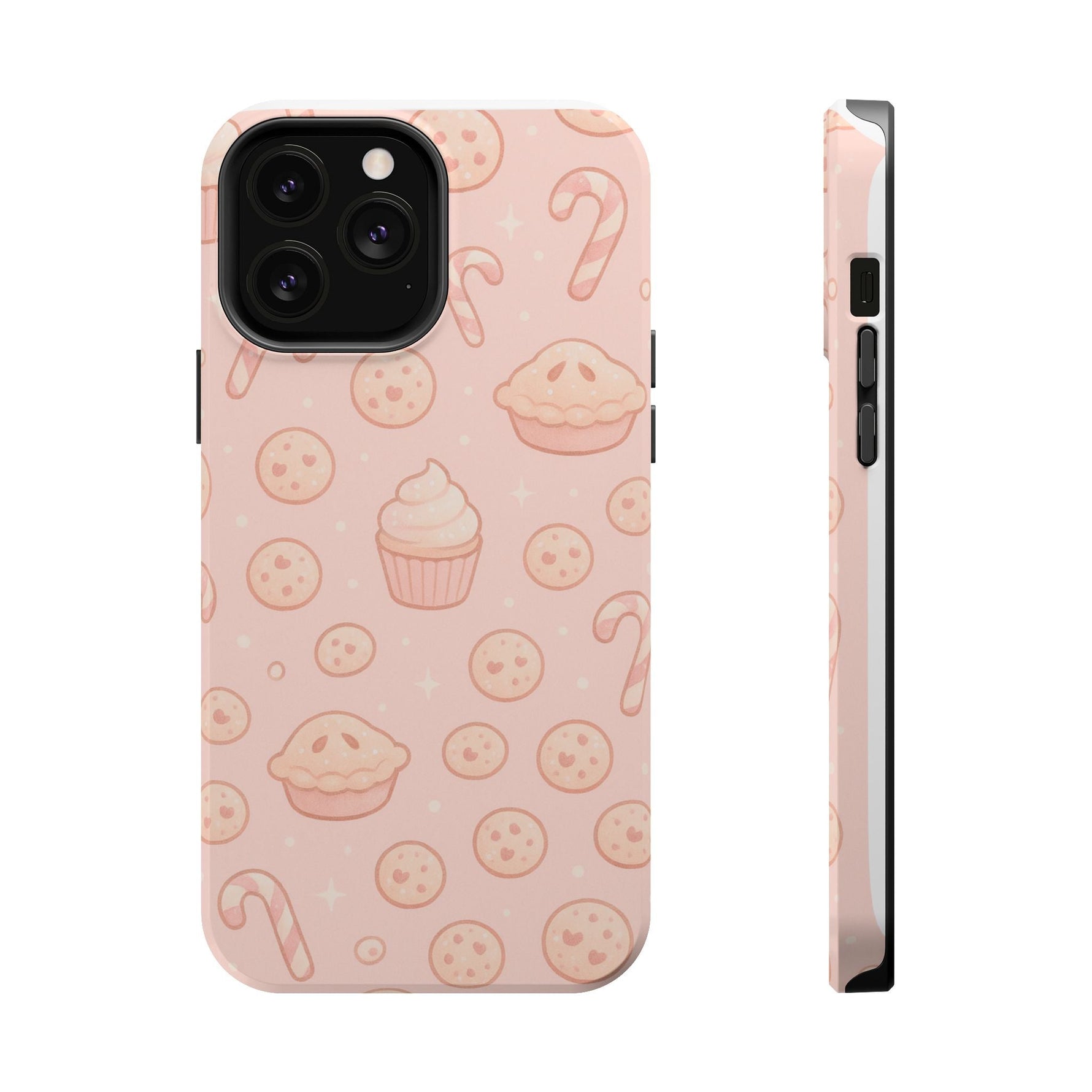 Pink Holiday Sweets Pattern (Cupcake, Pie, Candy Cane) iPhone Case with MagSafe  Shamo's iPhone 13 Pro Max / Glossy