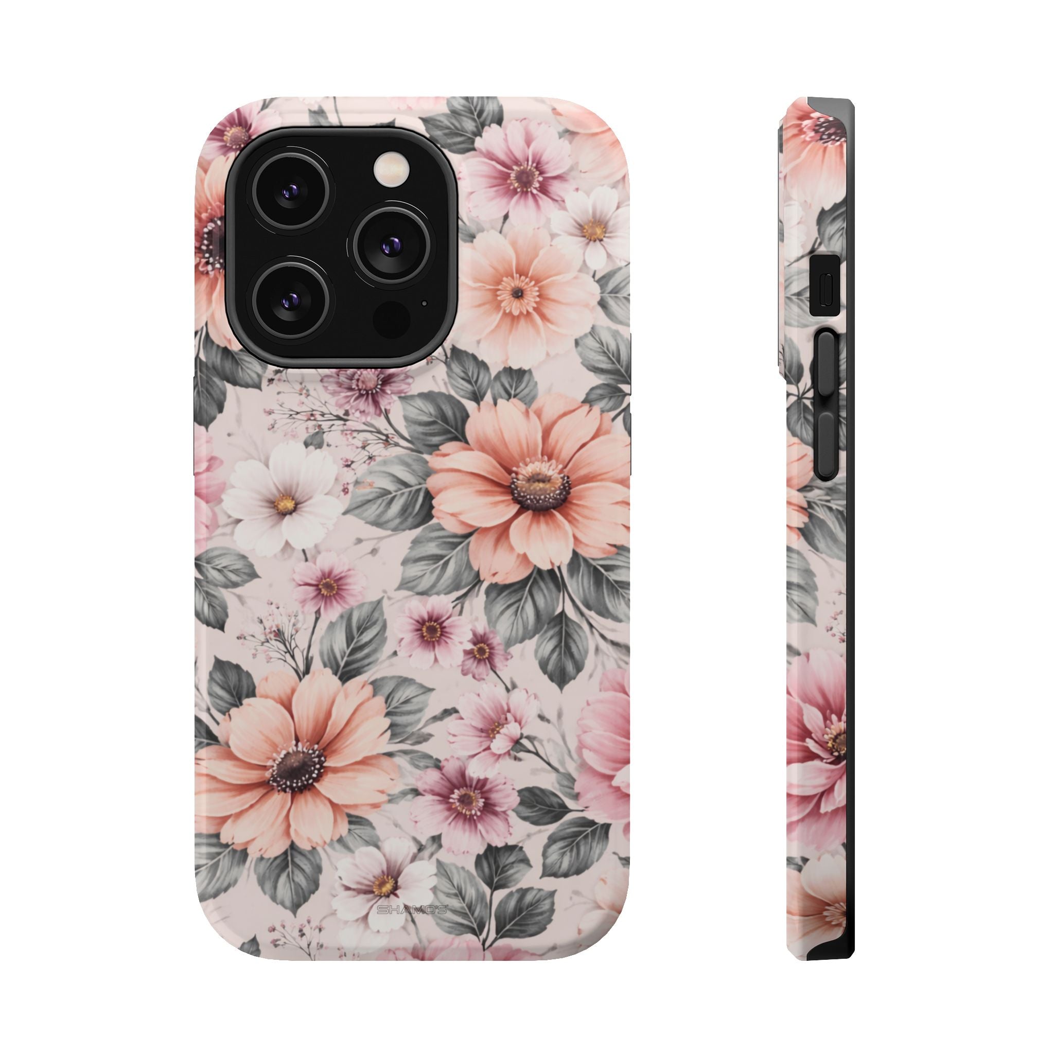 Floral Impact-Resistant Magnetic Phone Case - iPhone 14 Pro / Glossy - Shamo's