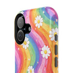 Funda de teléfono resistente a impactos con efecto cascada de colores Rainbow Daisy