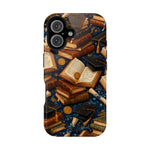 Vintage Books & Graduation Caps MagSafe Phone Case, Impact-Resistant Graduation Gift - iPhone 16 / Glossy - Shamo's
