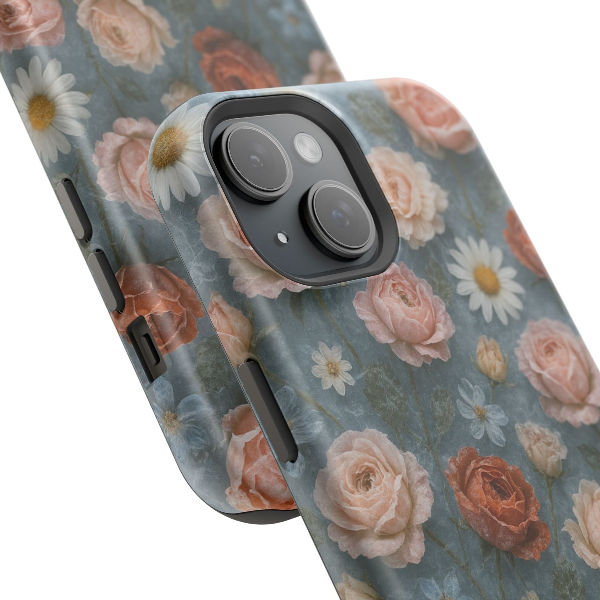 Frozen Floral Vintage Roses & Daisies iPhone Case with MagSafe compatibility  Shamo's