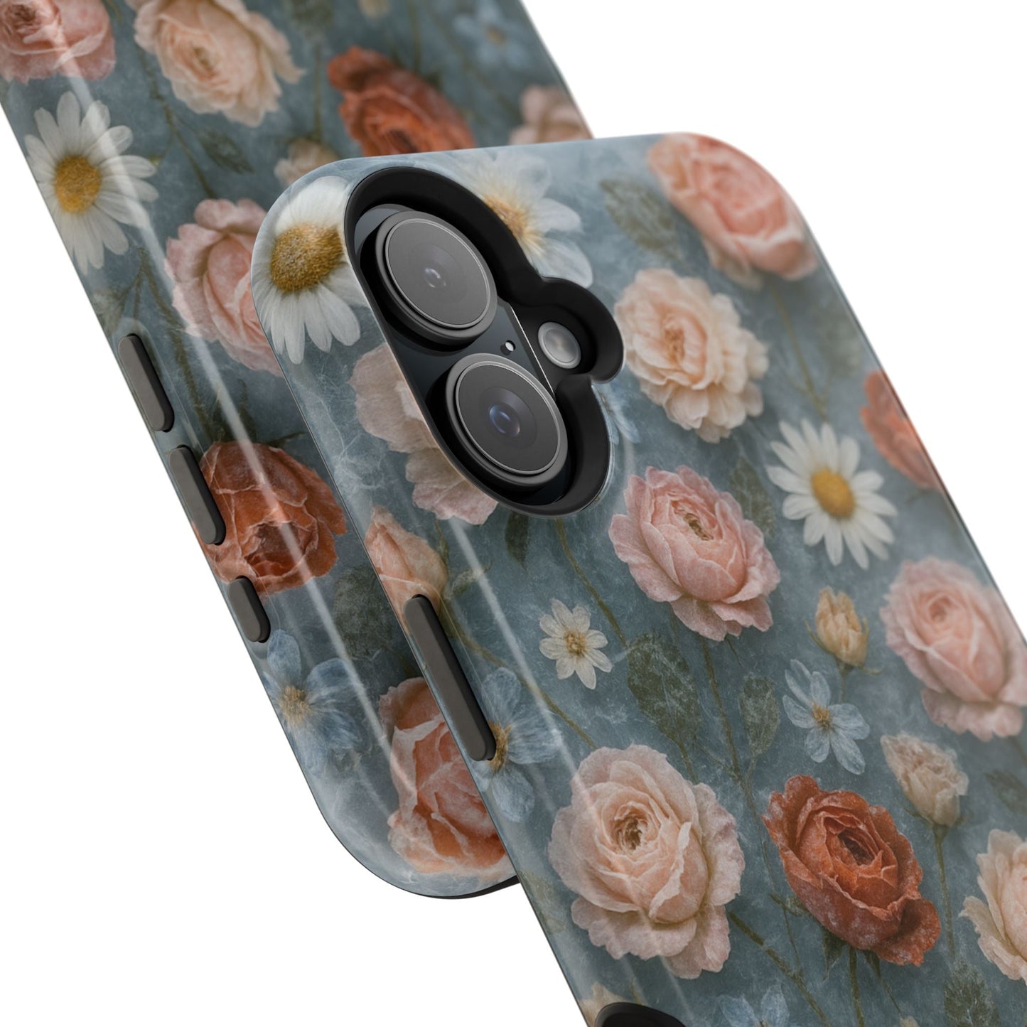 Frozen Floral Vintage Roses & Daisies iPhone Case with MagSafe compatibility  Shamo's