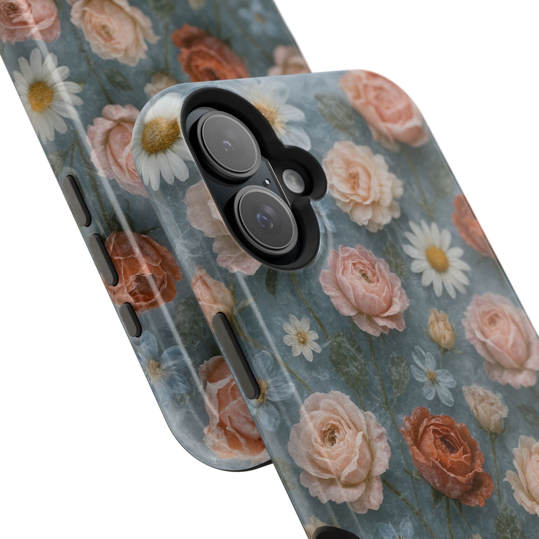 Frozen Floral Vintage Roses & Daisies iPhone Case with MagSafe compatibility  Shamo's
