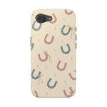 Prairie Horseshoes MagSafe Phone Case, glossy iPhone 16e, rear view