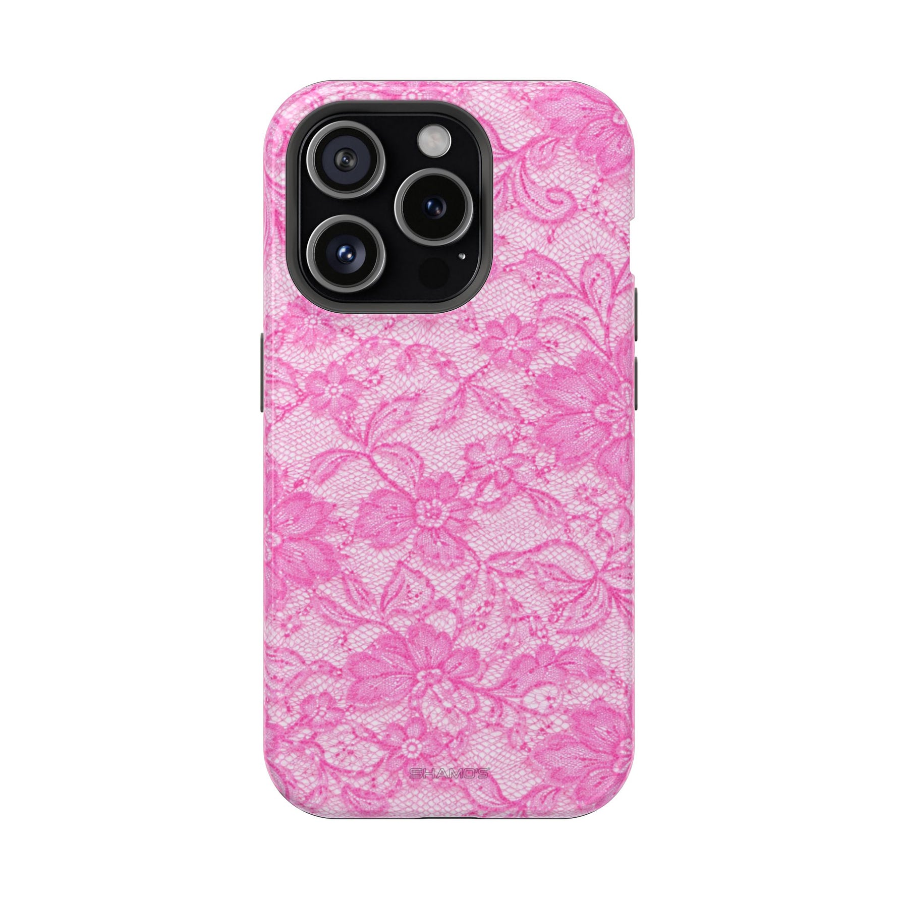 Pink Lingerie Lace Print Impact-Resistant iPhone Case | MagSafe - iPhone 15 Pro / Glossy - Shamo's