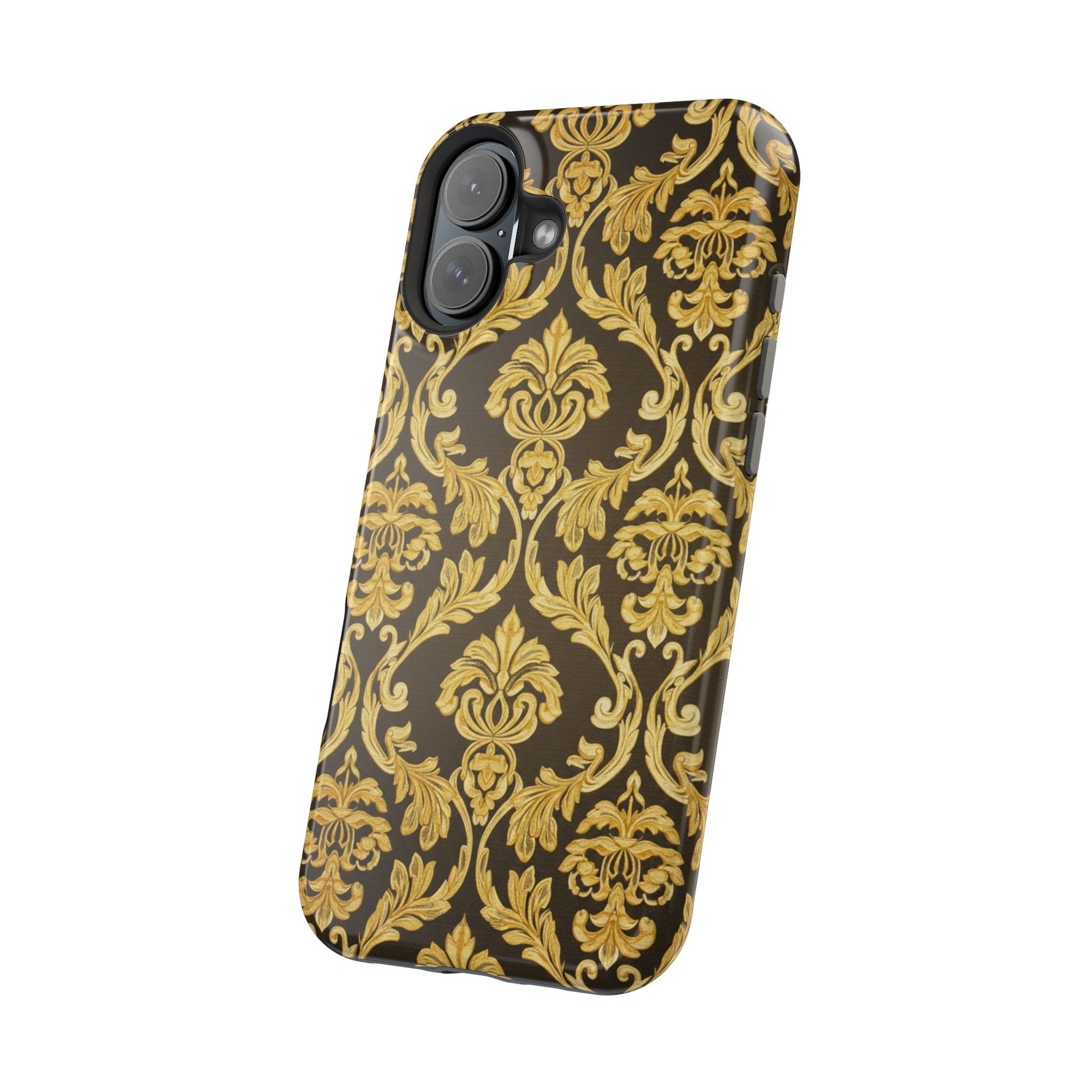 Gold Damask Magnetic Impact-Resistant iPhone Case with MagSafe Compatibility