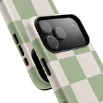 Sage Checkerboard Tough iPhone Case - Compatible with MagSafe - Shamo's