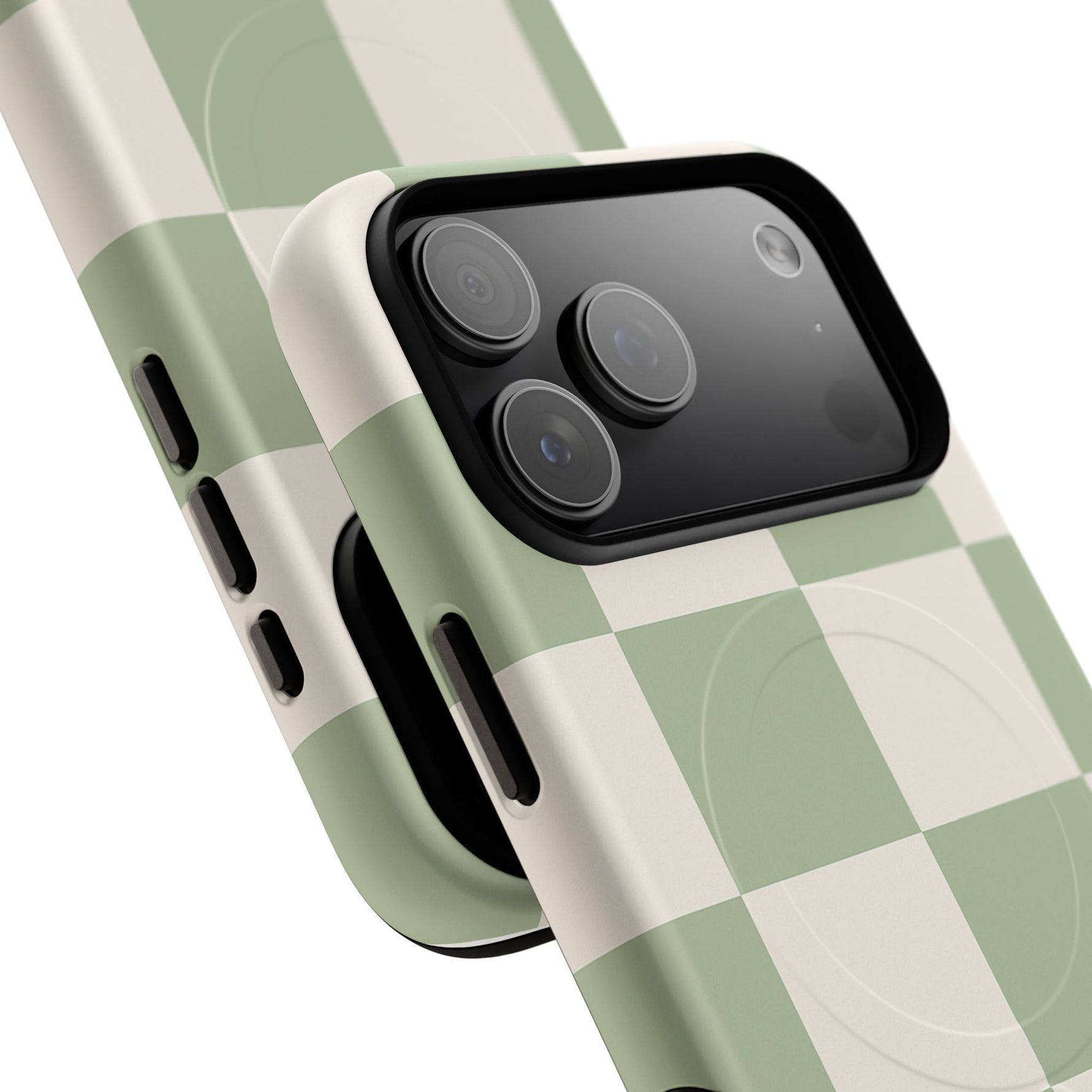 Sage Checkerboard Tough iPhone Case - Compatible with MagSafe - Shamo's