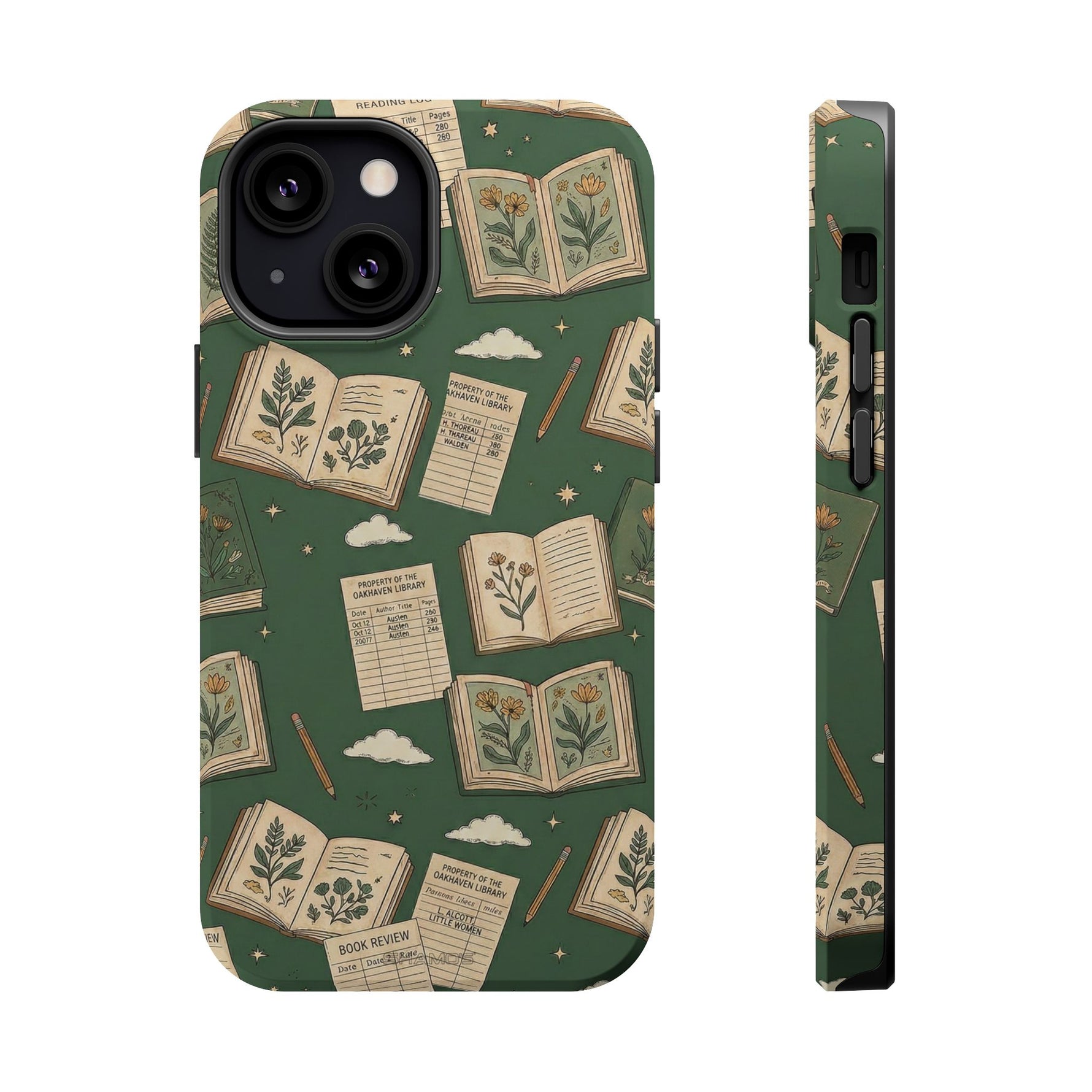 Botanical Journal Pattern iPhone Case | MagSafe Compatible Impact-Resistant Protective Cover