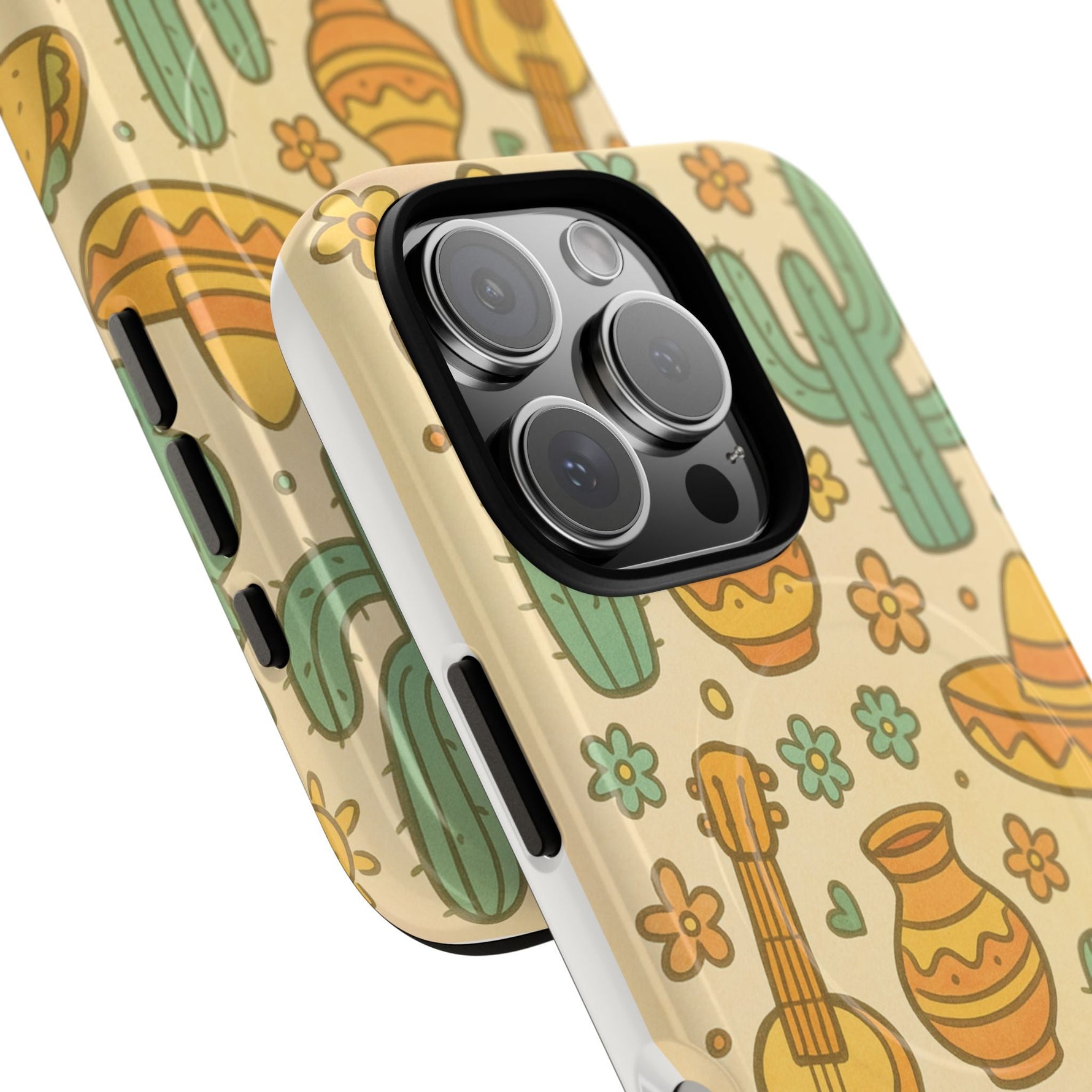Mexico Hand-Drawn Cactus Pattern iPhone Case – Cute Desert Guitar & Sombrero Design | with MagSafe  Shamo's