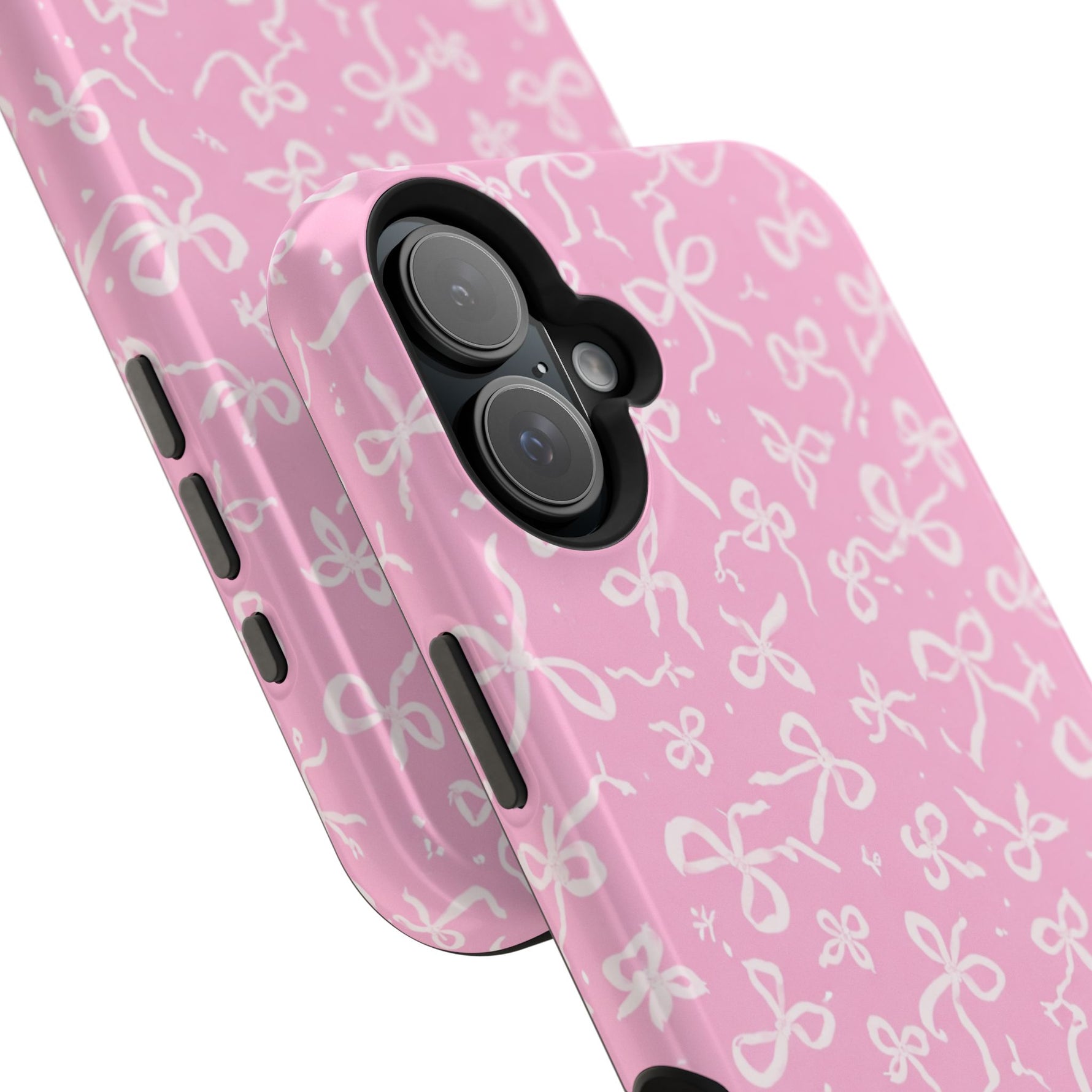 Pink Bow Pattern Impact-Resistant iPhone Case | MagSafe