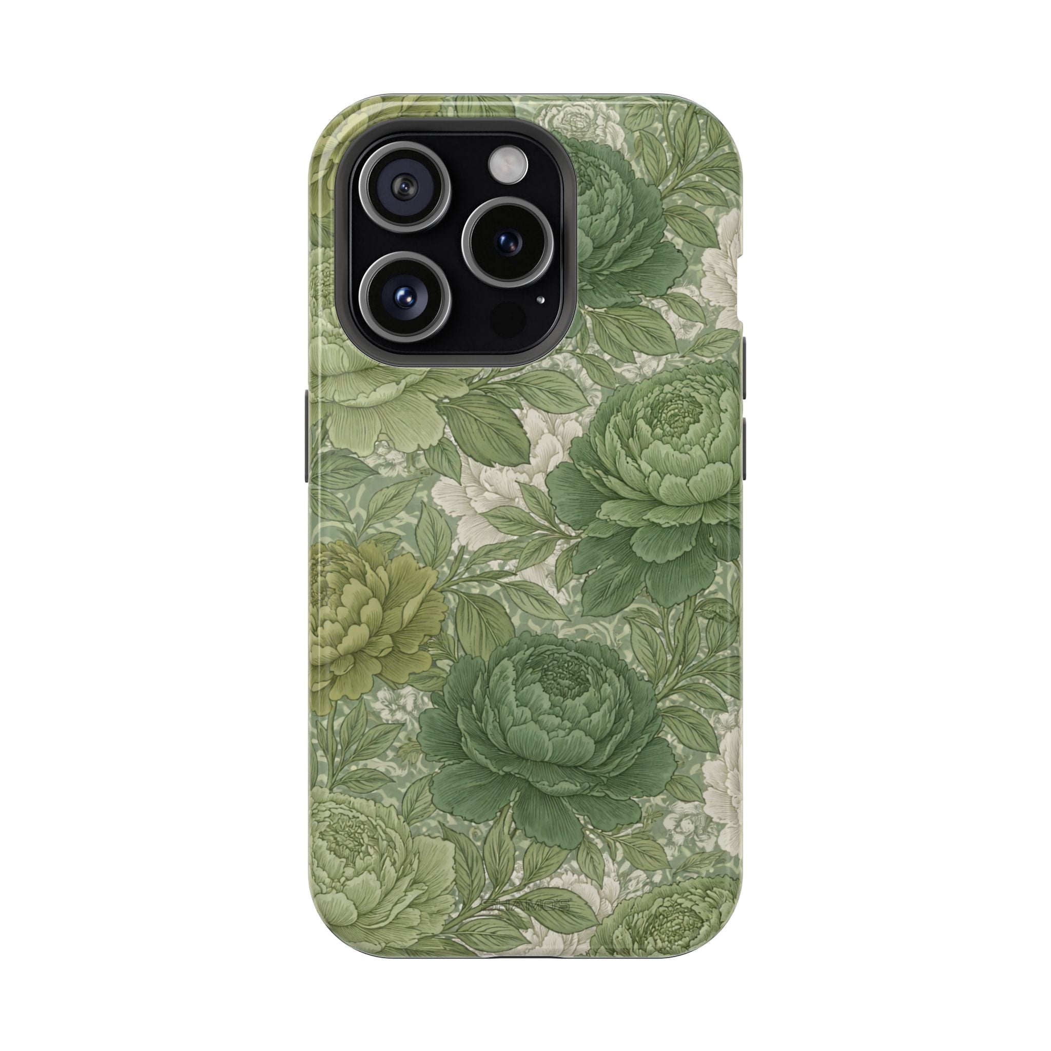 Green Succulent Floral Magnetic Impact-Resistant iPhone Case, MagSafe Compatible - iPhone 15 Pro / Glossy - Shamo's