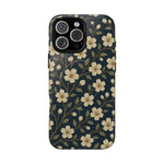 Navy Cherry Blossom Floral iPhone Case - Compatible with MagSafe - Shamo's
