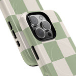 Sage Checkerboard Tough iPhone Case - Compatible with MagSafe - Shamo's