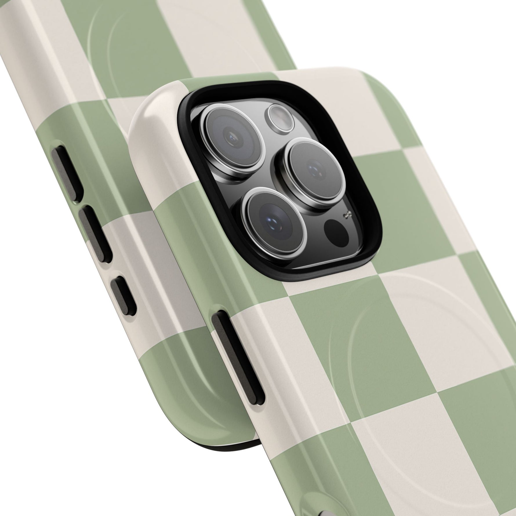 Sage Checkerboard Tough iPhone Case - Compatible with MagSafe - Shamo's