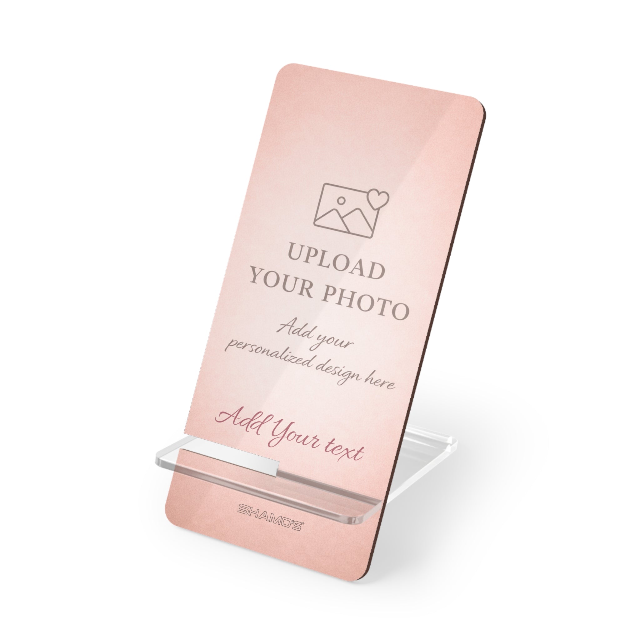 Personalizable Acrylic Phone Stand | Add you Own Photo and Text - 2.8" x 5.9" / Glossy - Shamo's