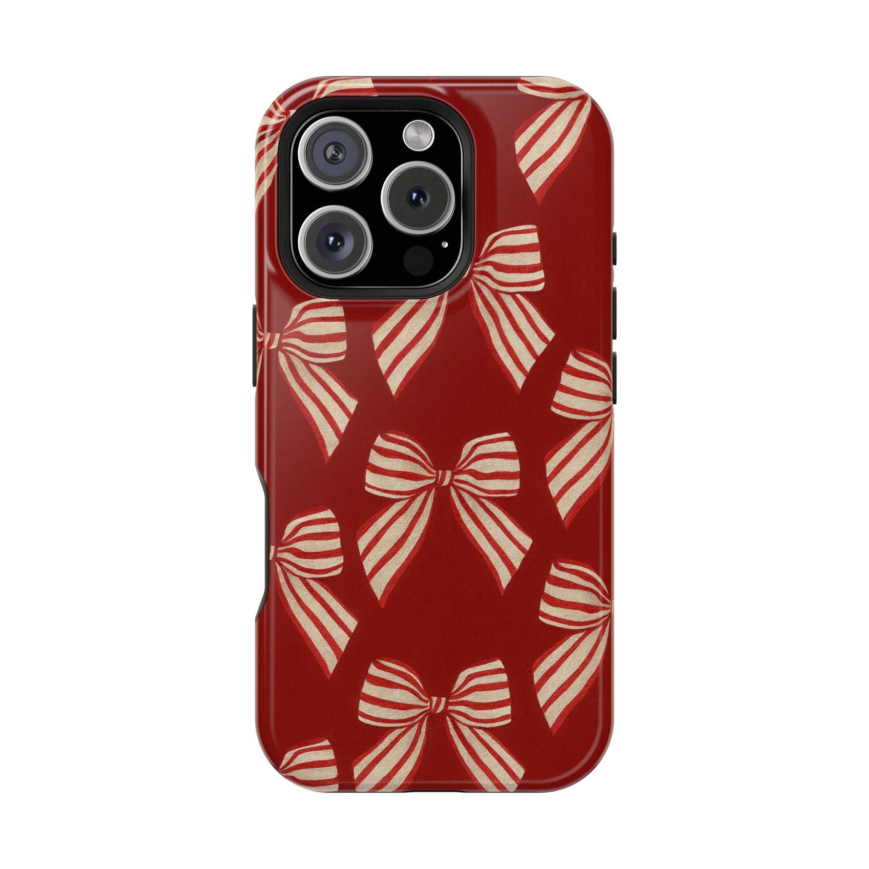Holiday Red Bow iPhone Case — Impact‑Resistant iPhone Cover with MagSafe compatibility  Shamo's iPhone 16 Pro / Glossy