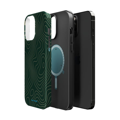 Topographic Green Magnetic Impact-Resistant iPhone Case | MagSafe compatible  Shamo's