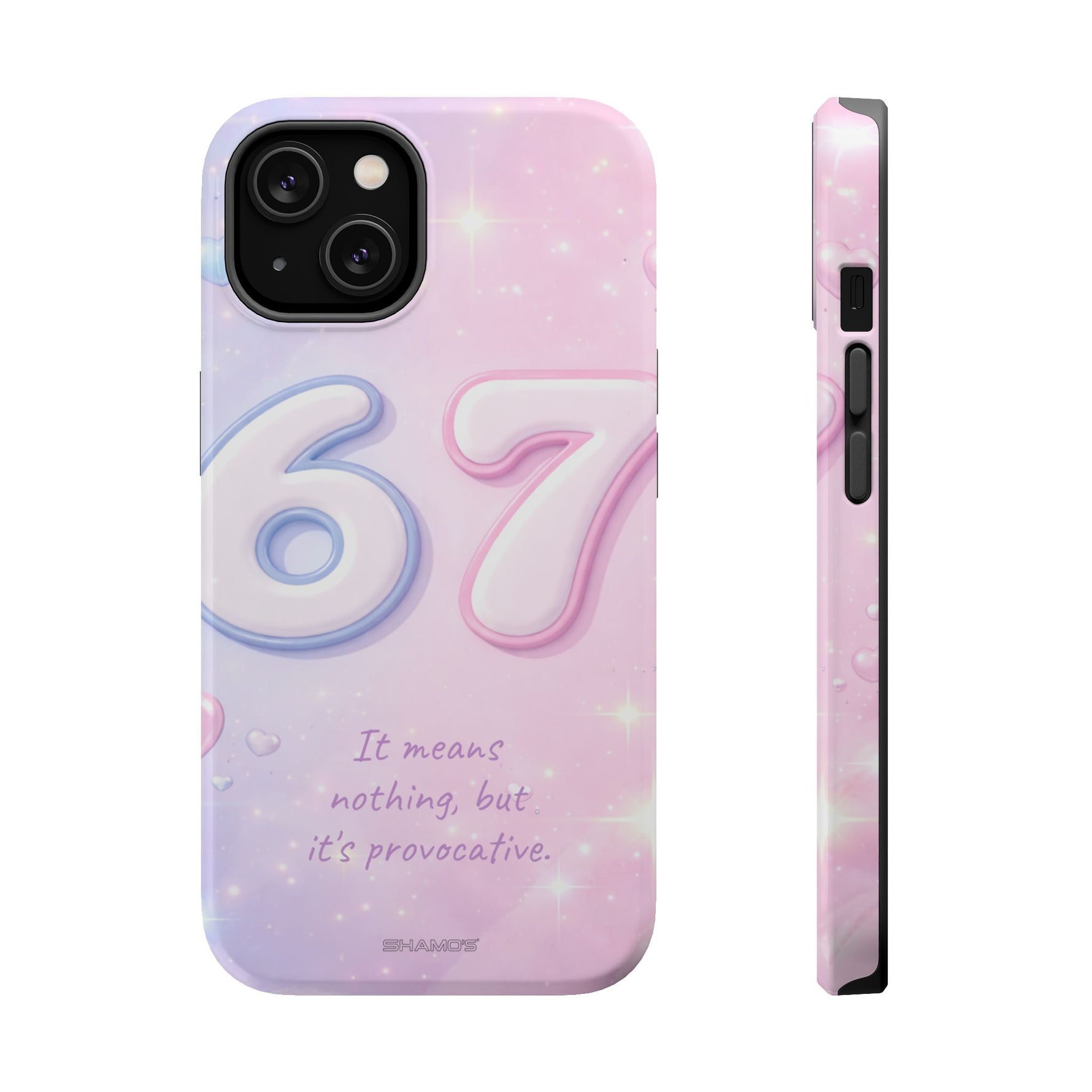 6 7 Viral TikTok Trend Pastel Aesthetic Magnetic Impact-Resistant iPhone Case, Personalizable Text and MagSafe Compatible