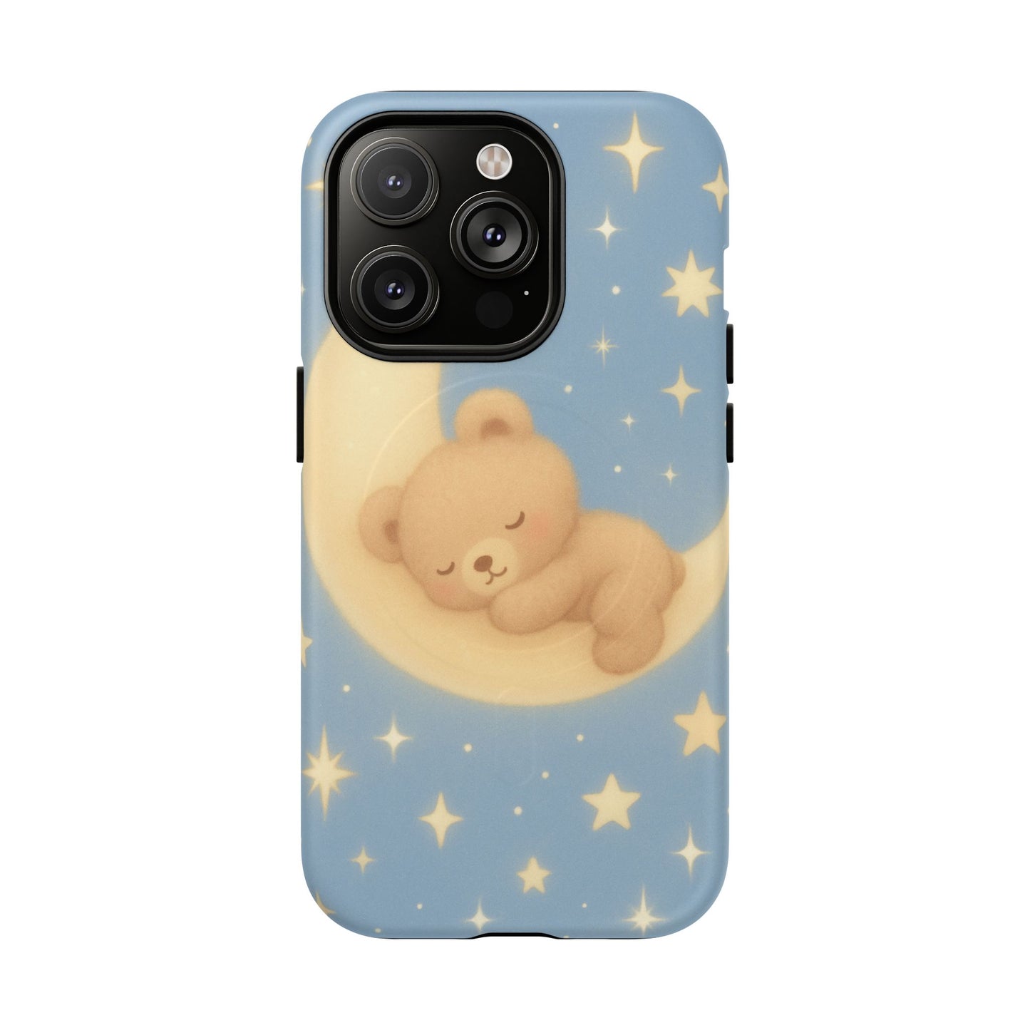Sleepy Teddy Bear & Stars iPhone Case with MagSafe