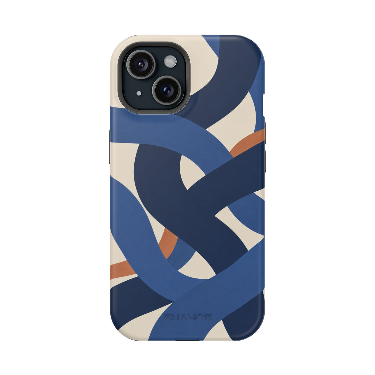 Indigo Loom MagSafe Phone Case – Blue & Ivory Abstract Woven Pattern