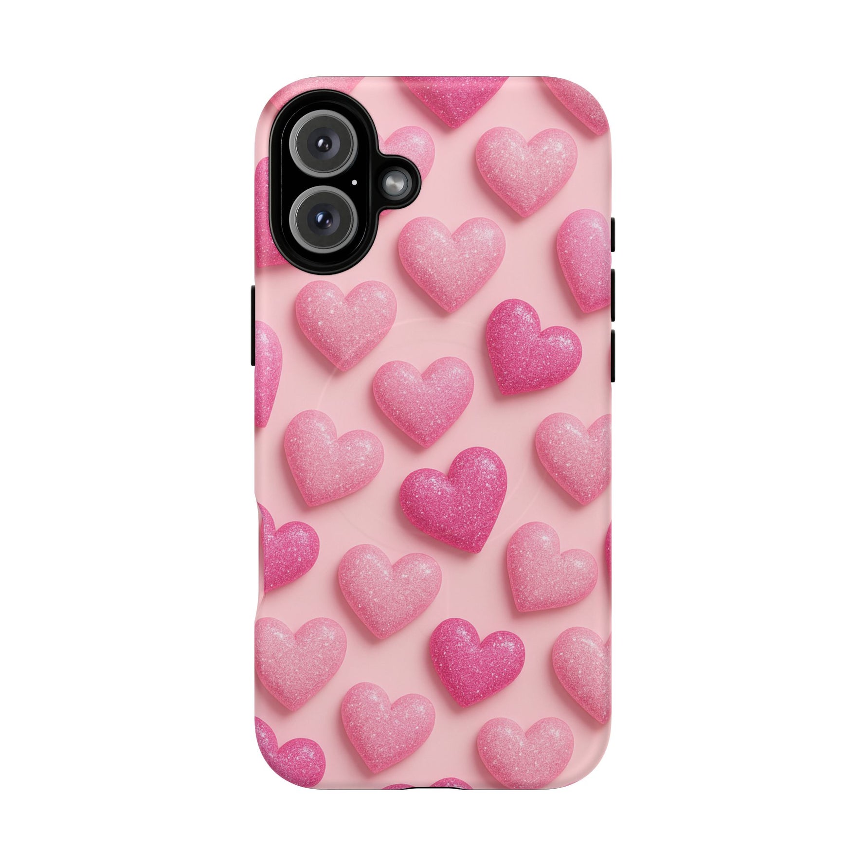 Barbiecore Glitter Hearts iPhone Case | MagSafe - Shamo's