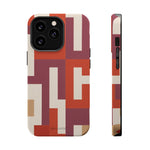 Retro Geometric Magnetic MagSafe Compatible Impact Phone Case — Bold Red & Terracotta Pattern