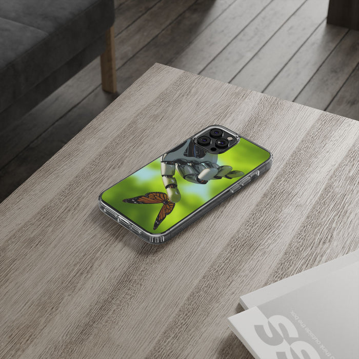 Clear Phone Cases with Robotic hand and Butterfly theme