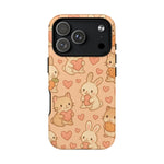 Cozy Critter Friends iPhone Case — Cute Bunny & Kitten Heart Pattern with MagSafe - Shamo's