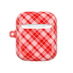Red Plaid AirPod Case – Festive Check Pattern Protective Cover