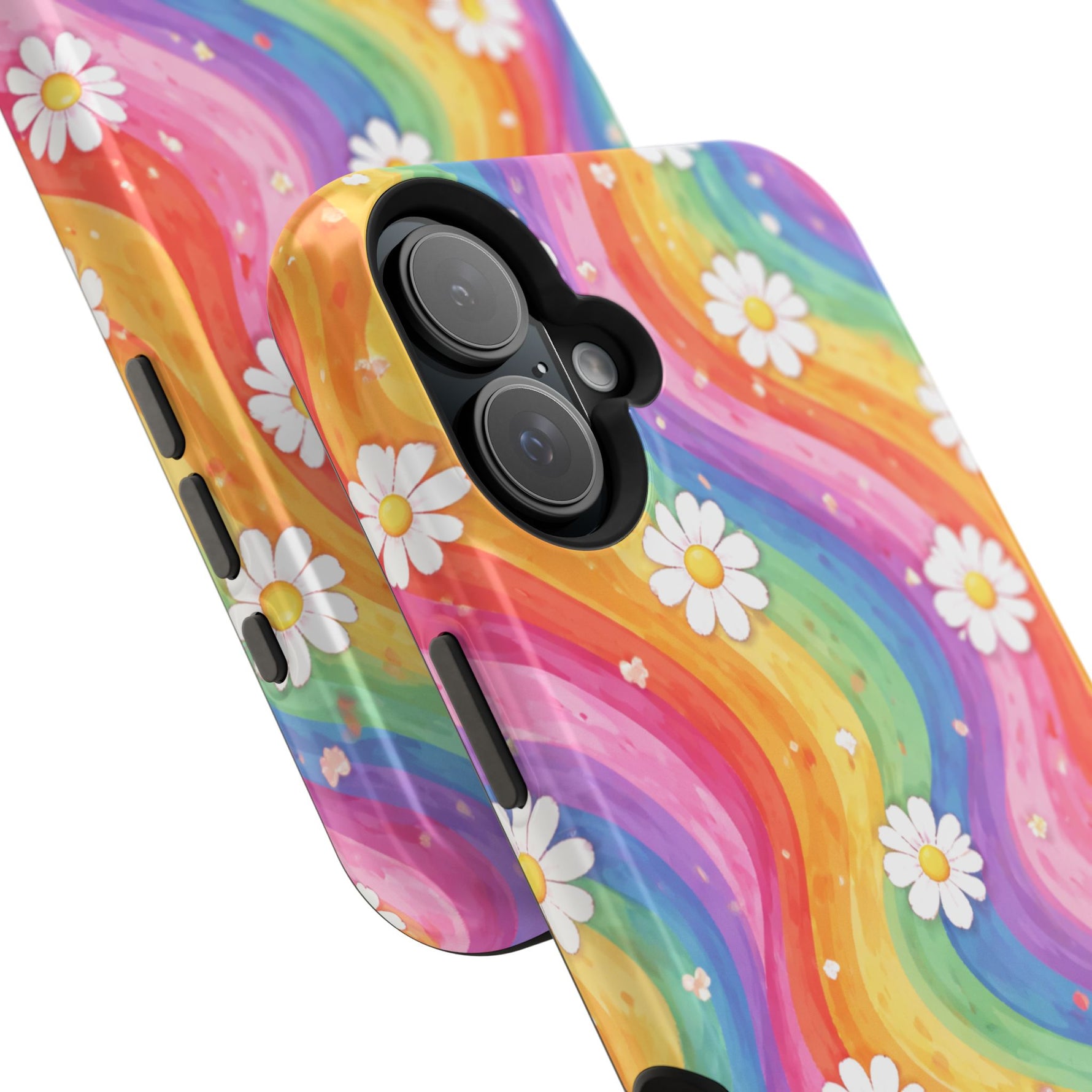 Rainbow Daisy Magnetic Impact-Resistant Phone Case with MagSafe Compatibility - iPhone 17 / Glossy - Shamo's