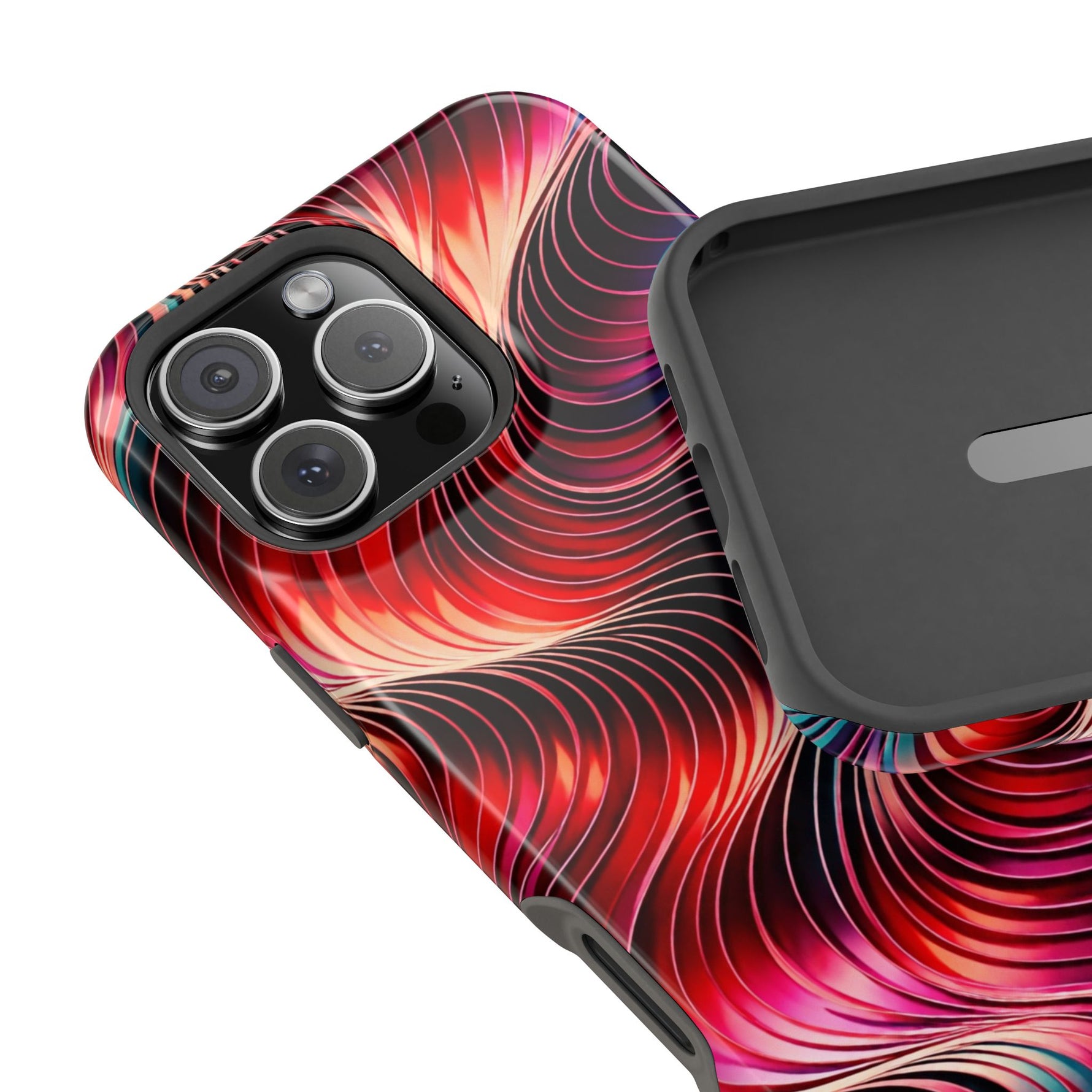 Abstract Red Wave Magnetic Impact-Resistant Phone Case | MagSafe