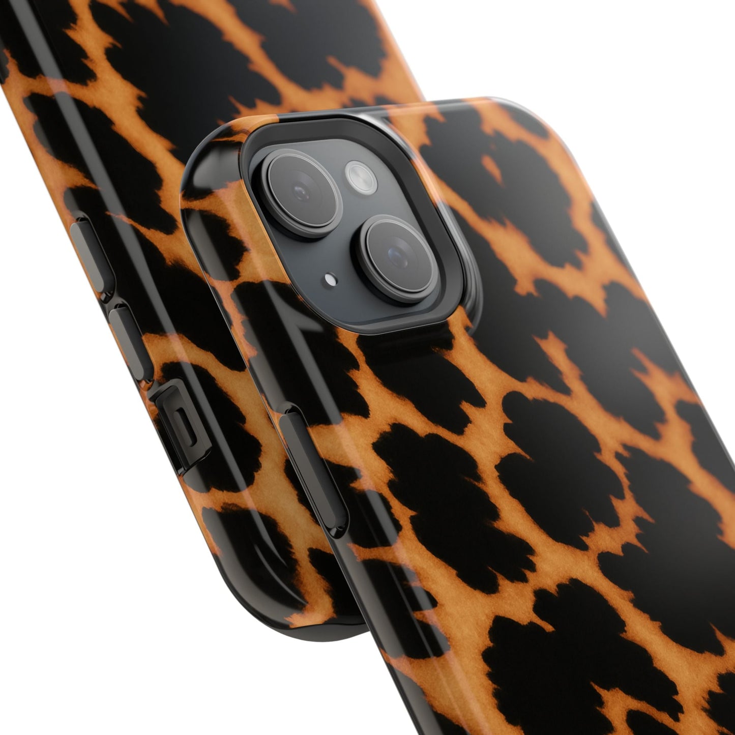 Leopard Print Impact-Resistant iPhone Case with MagSafe compatibility