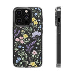 Clear Floral Impact-Resistant Phone Case — Pastel Wildflower Design