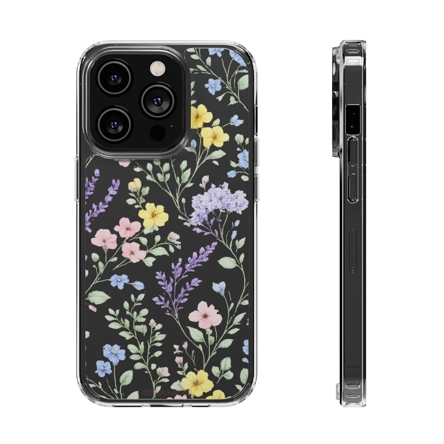 Clear Floral Impact-Resistant Phone Case — Pastel Wildflower Design