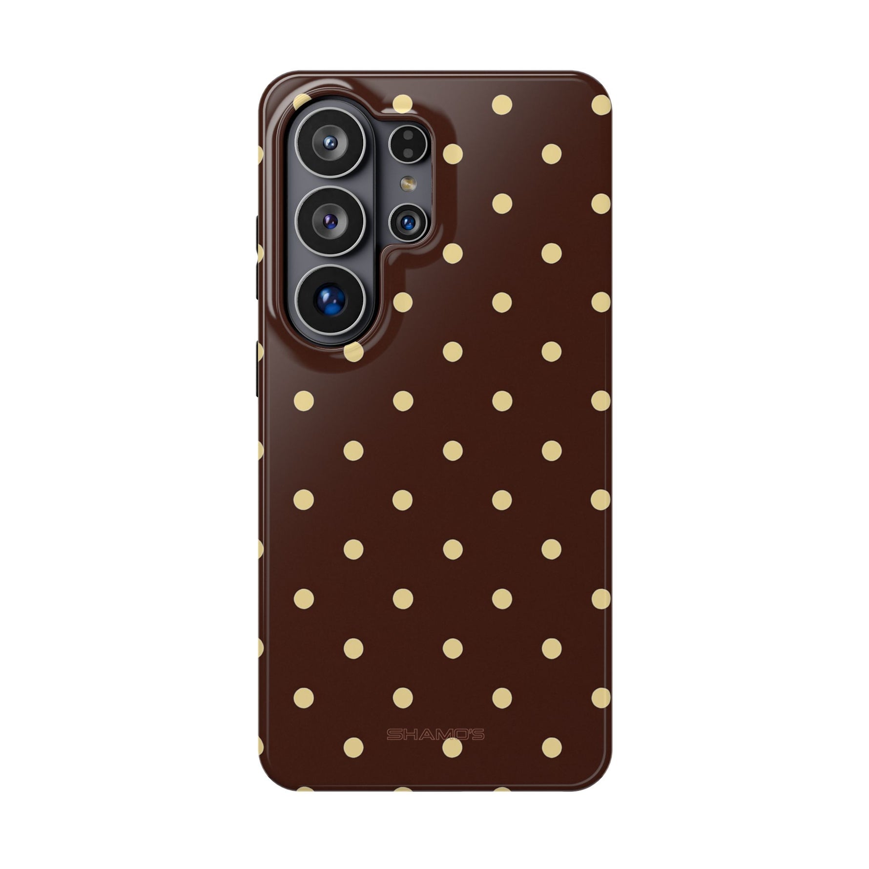 Polka Dot iPhone Case — Brown & Cream MagSafe Protective Cover