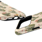 Cactus Bloom – Sage Green Floral Cactus MagSafe Phone Case, glossy wide-camera Pro Max model, port openings and edge details
