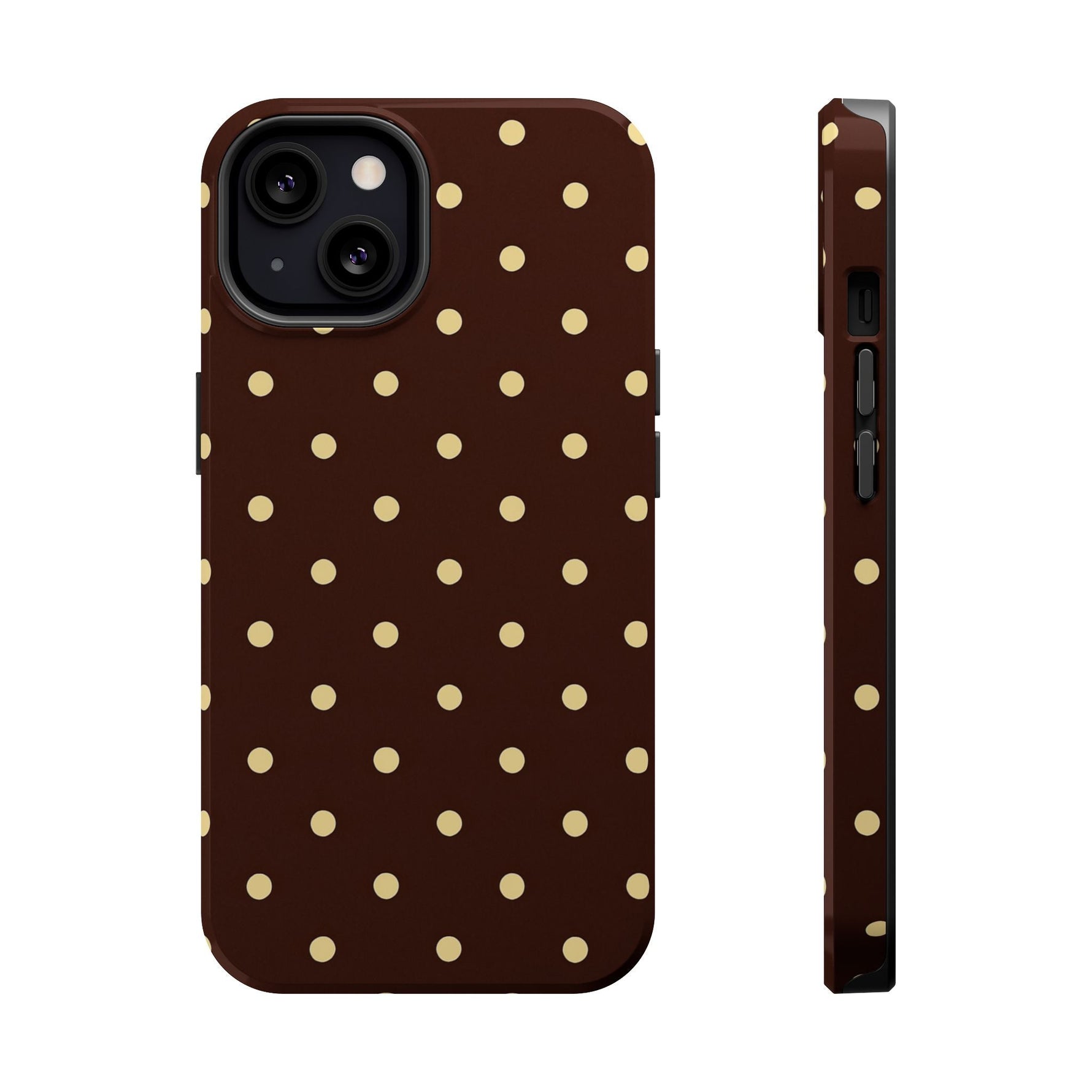 Polka Dot iPhone Case — Brown & Cream Protective Cover with MagSafe compatibility  Shamo's iPhone 13 / Glossy