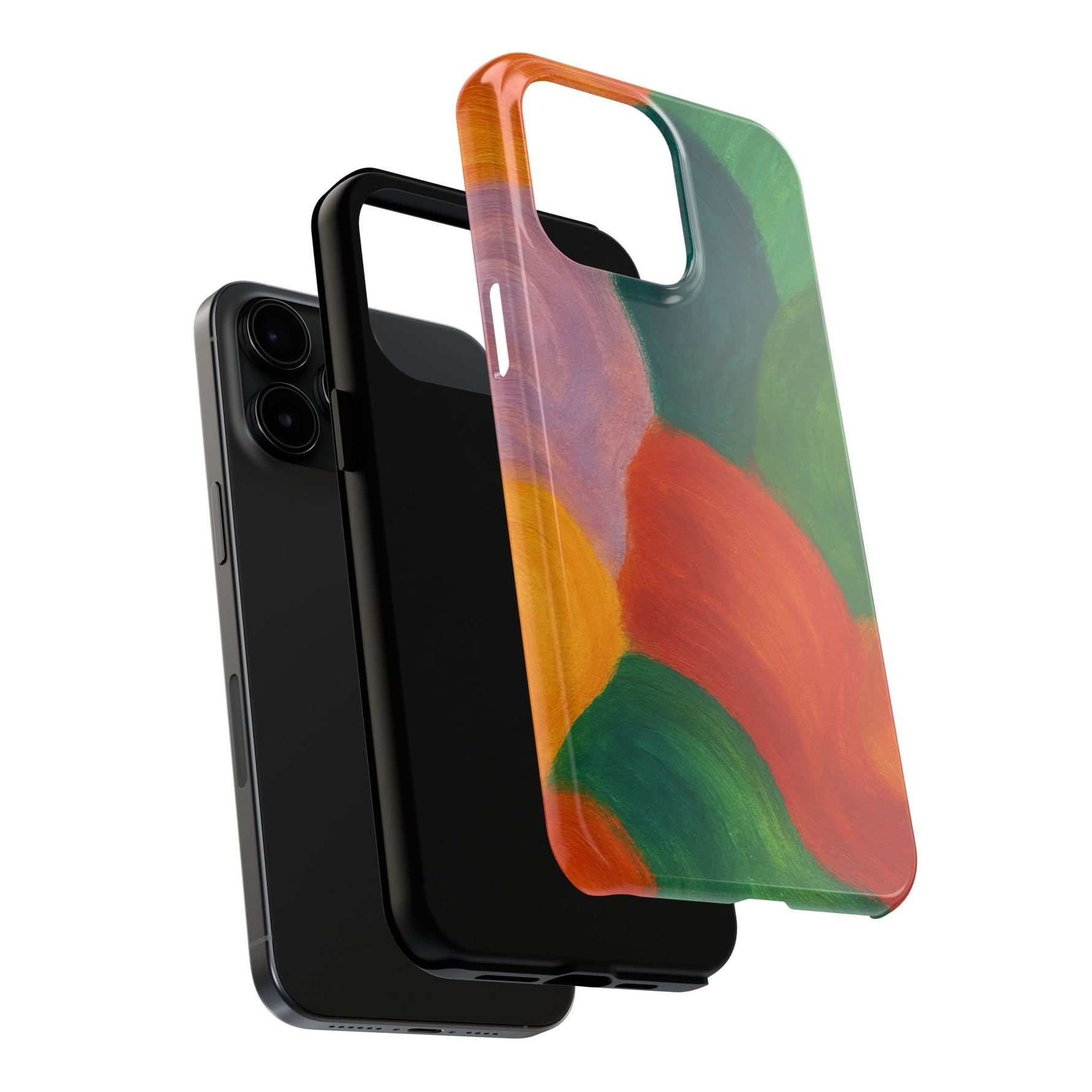 Abstract Color Wave Tough Phone Case — Bold Orange & Green Protective Phone Cover  Shamo's