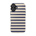 Navy & Cream Ribbed Holiday Sweater Design iPhone Case with MagSafe compatibility  Shamo's iPhone 16 Plus / Glossy