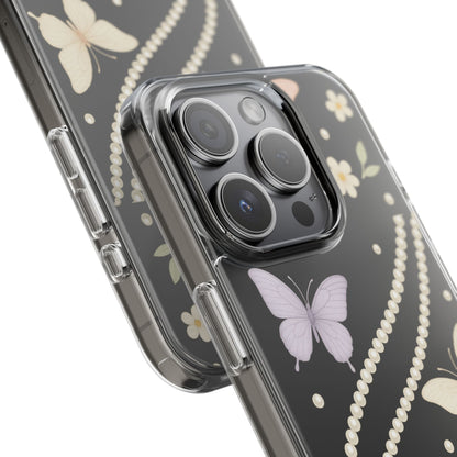 Butterfly Pearl Impact-Resistant Clear iPhone Case