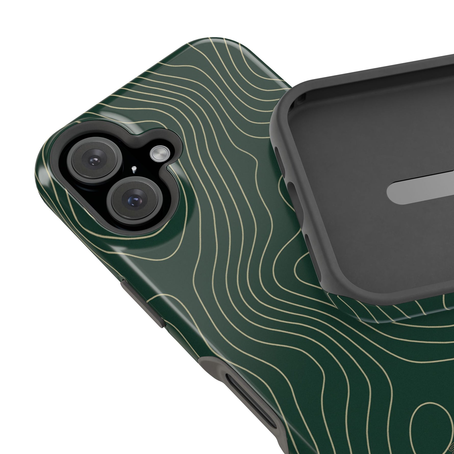 Topographic Green Magnetic Impact-Resistant iPhone Case | MagSafe compatible