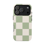 Sage Checkerboard Tough iPhone Case - Compatible with MagSafe - Shamo's