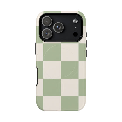 Sage Checkerboard Tough iPhone Case - Compatible with MagSafe